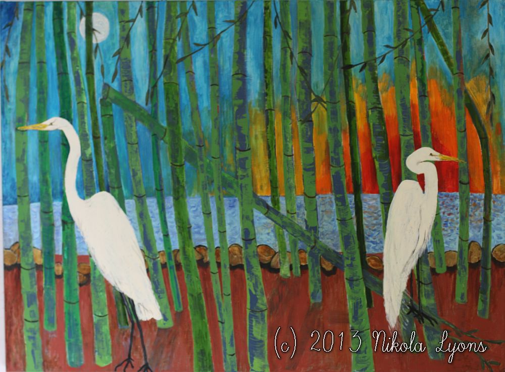 Nikola Lyons:  Bamboo & Egrets I